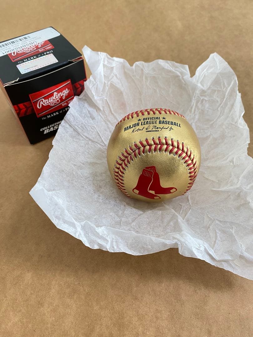 ボストン・レッドソックス ゴールドレザー野球ボール　Rawlingsローリングス