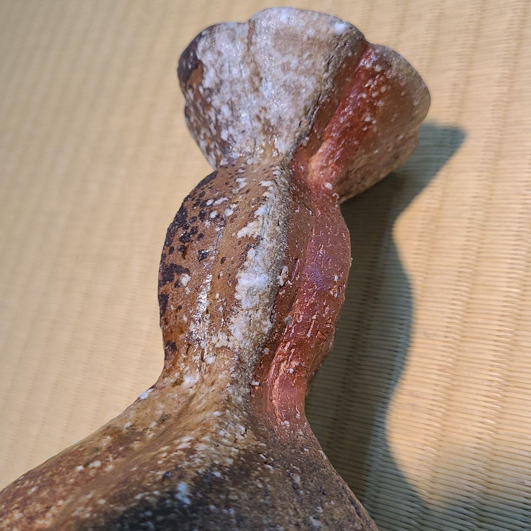 信楽焼 高橋美子作 輪花口花入 高さ7.5寸（約22cm） 共箱 本物保証
