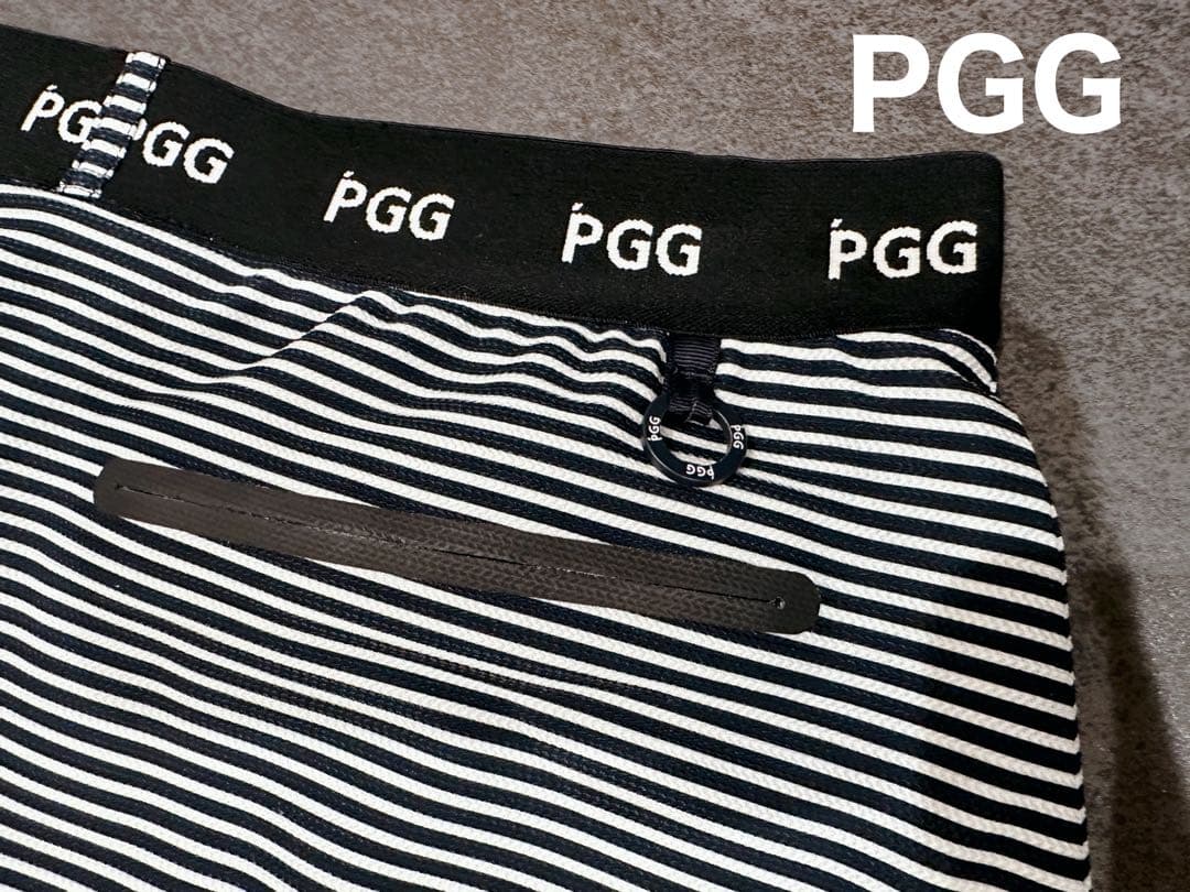 パーリーゲイツ　PGG スカート　サイズ２　プリーツ　ボーダー　ネイビー