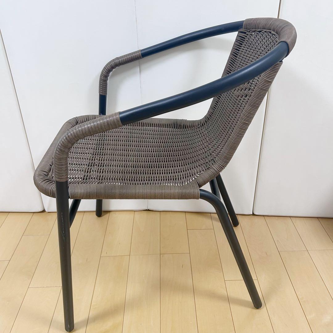 エスニックチェア　ラタン調　人工ラタン　ガーデンチェア　カフェ　軽量アームチェア