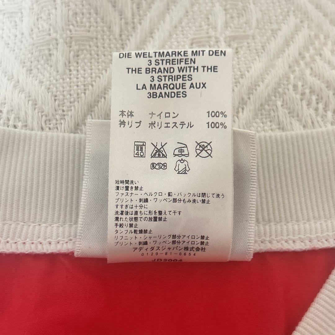 adidas ナイロンプルオーバー ピステ 赤 L 00s 3本ライン Vネック