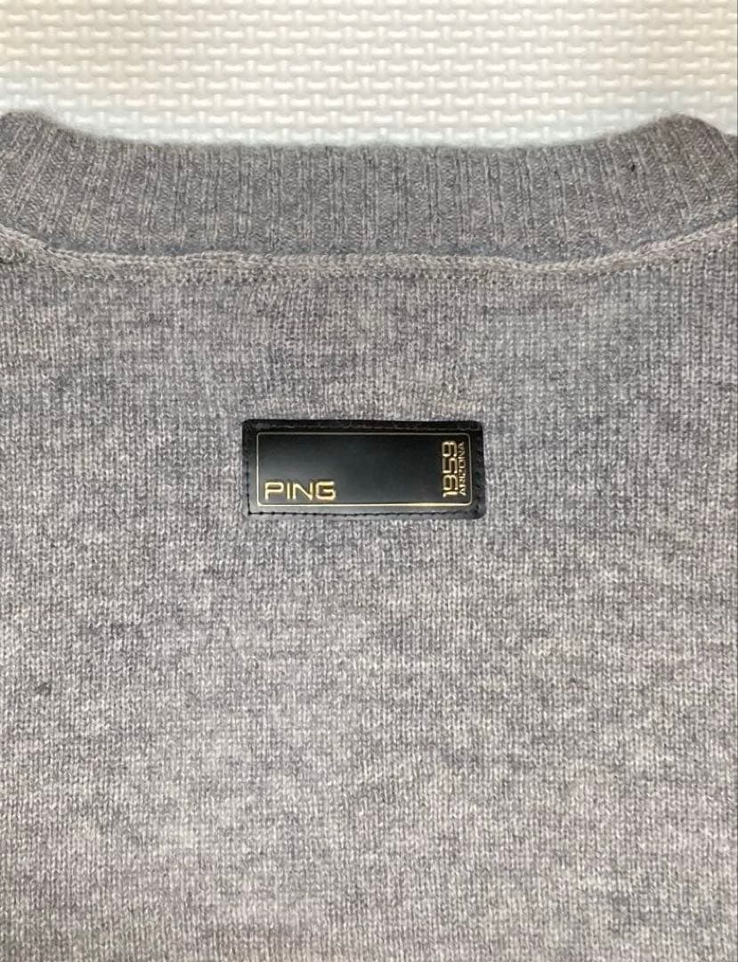 PING カシミヤ100% サイドリブ クルーネックプルオーバー（GRAY／M）