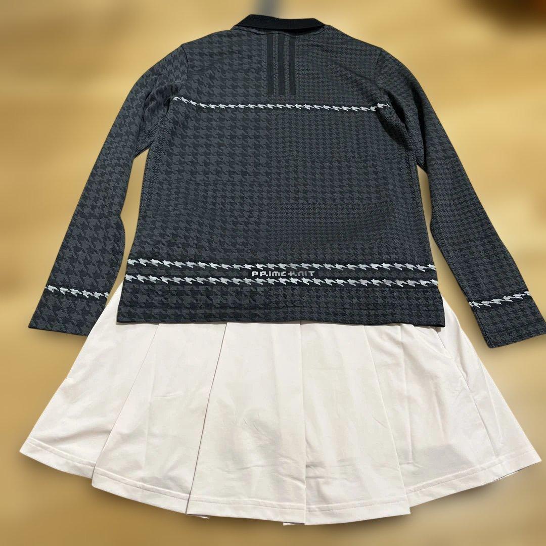アディダスゴルフ　春夏　長袖　ニット　シャツ　スカート 黒　ピンク　L 新品