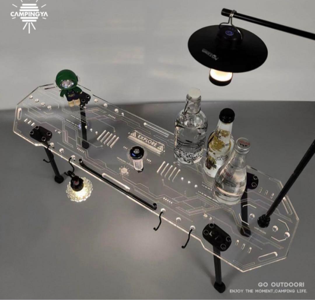 サイドテーブルスケボー　アクリル アウトドア キャンプ　IGTテーブル　収納付き