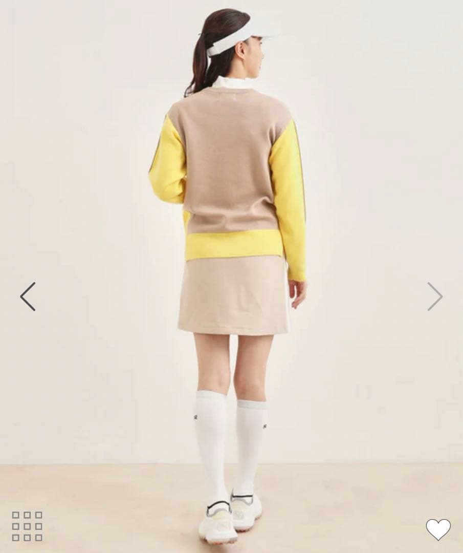 JUN & ROPE レディース バイカラー 長袖 ニット イエロー ベージュ