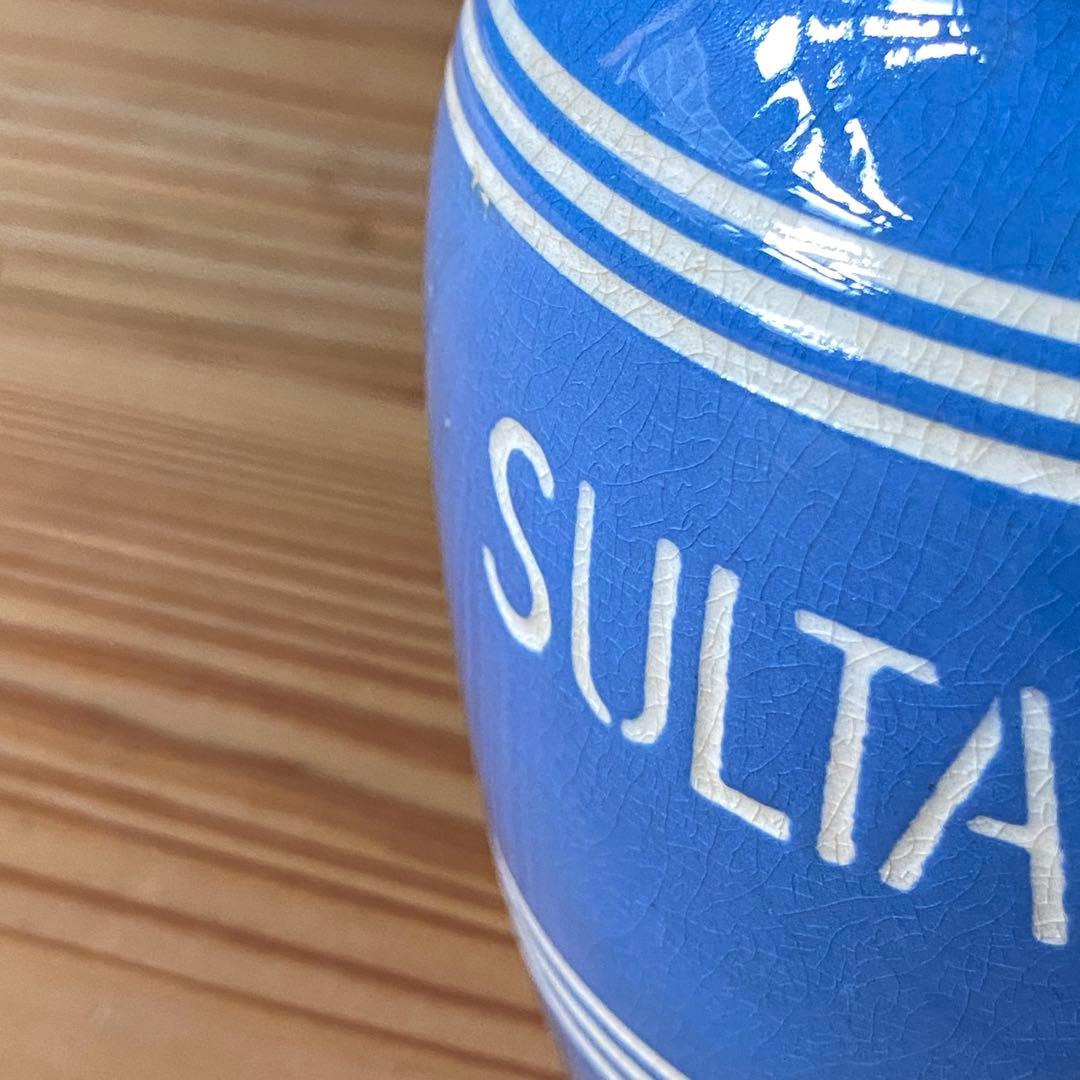 イギリス アンティーク キャニスター 陶器 キッチン用品SULTANAS 蓋付き