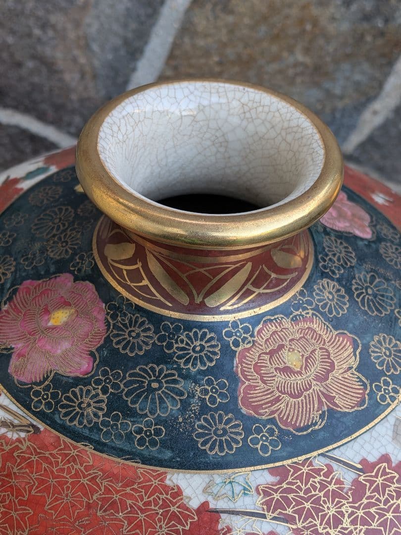 薩摩焼 田薩摩印 丸十字 白薩摩 花瓶　明治期