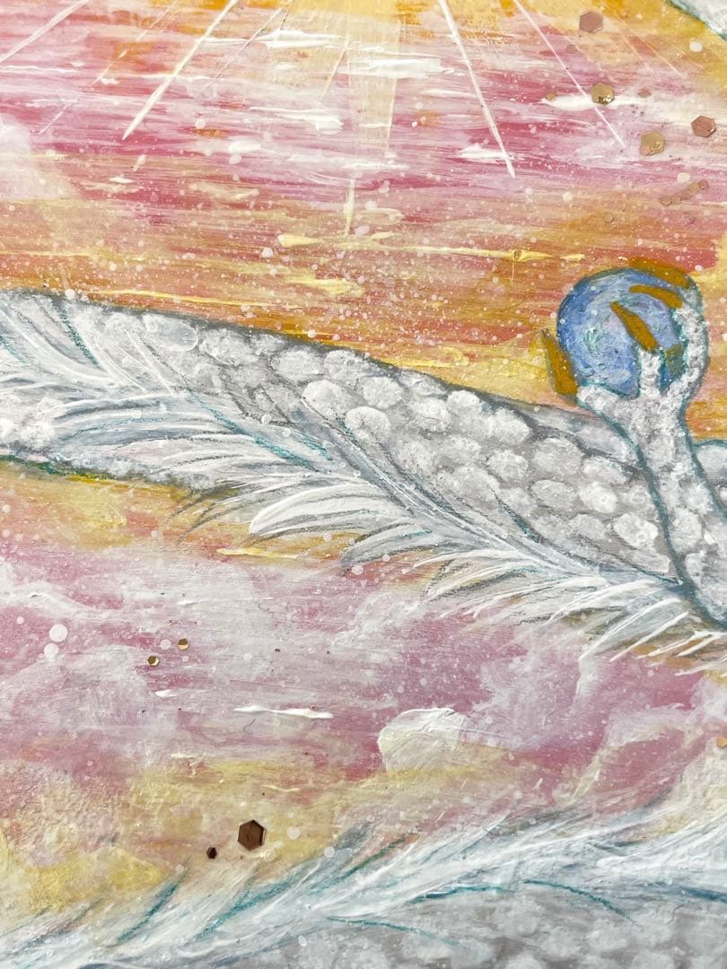 【原画】一点物　龍神様　白龍　太陽　絵画　原画　開運