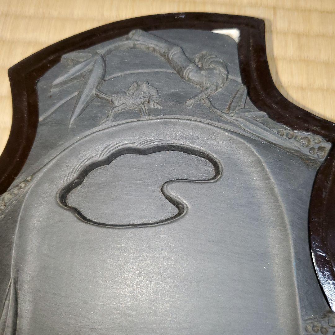 半額sale　硯　塗箱入　竹とコオロギ彫