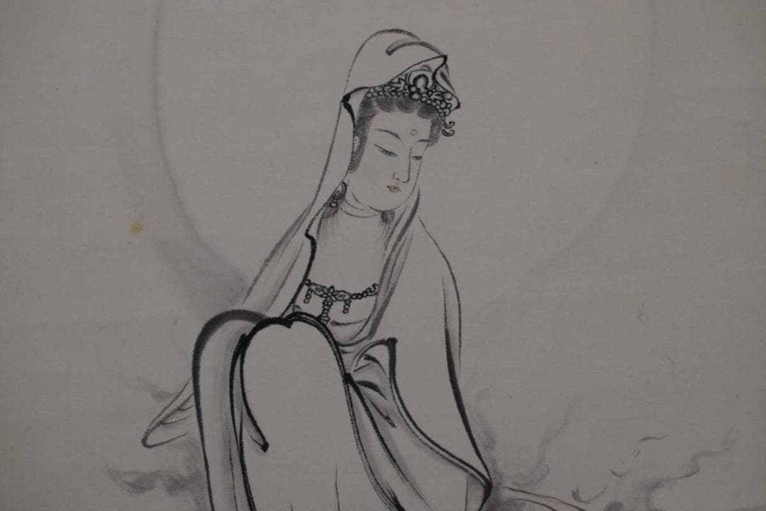 作者不詳/十句観音経/白衣観音像/龍乗観音/掛軸☆宝船☆Z-604