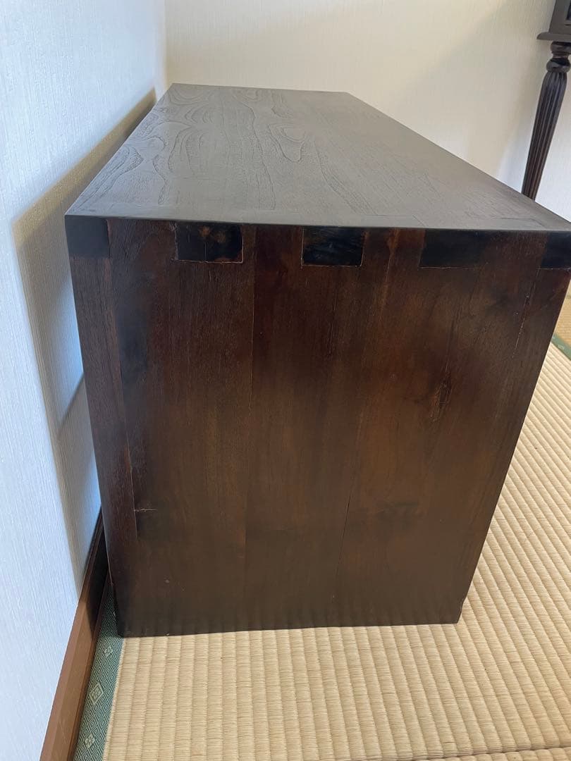 アジアン家具 ローボード 100cm 無垢風 4段引出し
