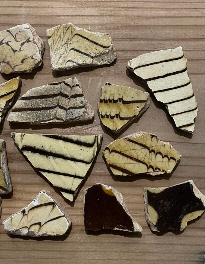 18世紀 イギリス スリップウェア陶片 F / 1700年代 アンティーク民藝