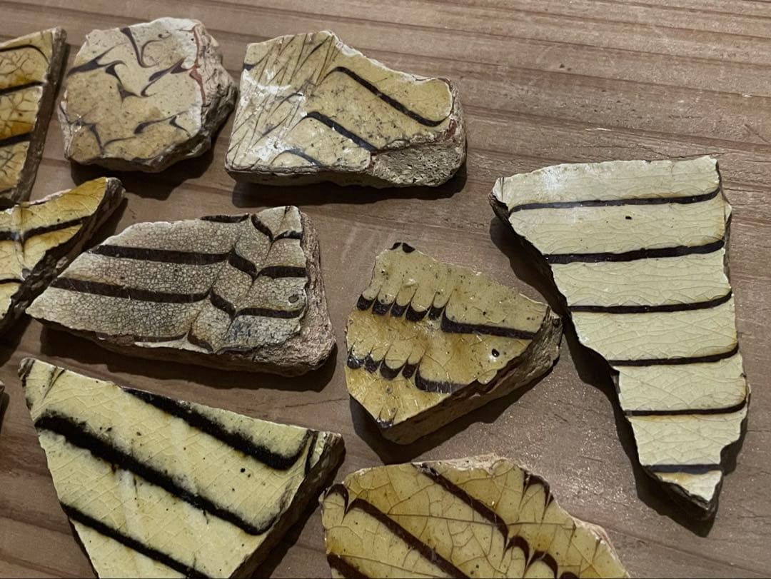 18世紀 イギリス スリップウェア陶片 F / 1700年代 アンティーク民藝