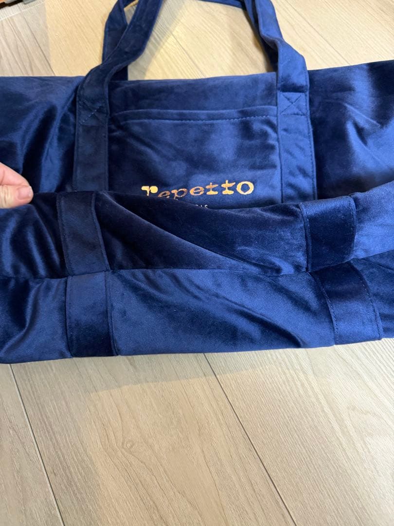 Repetto ネイビー ダンスバッグ L ベロア