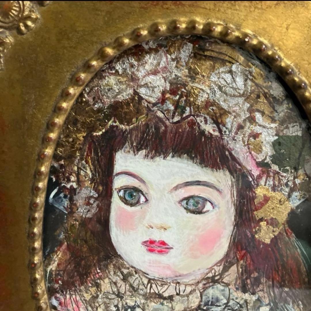 アンティーク　少女の肖像画 ゴールドフレーム