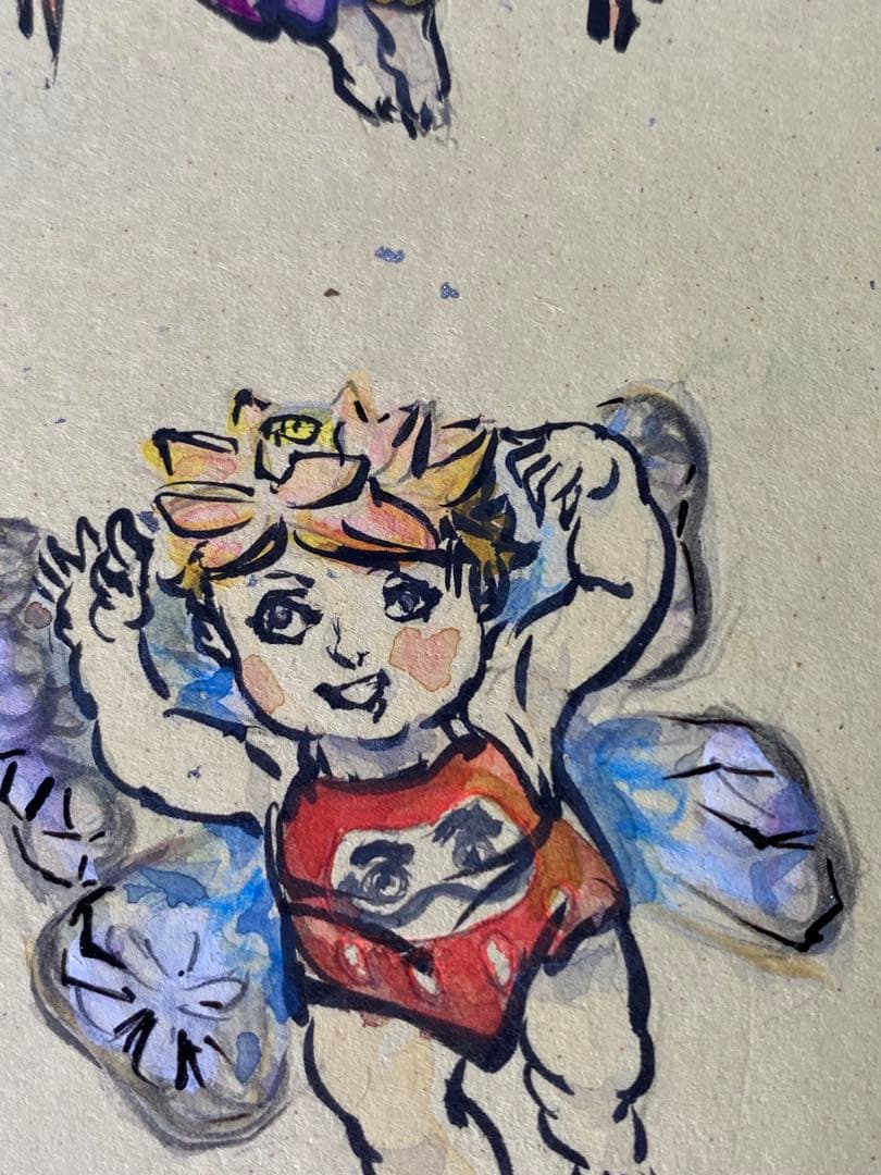 2887❣️近藤　大理　　絵画　　飛行する 飛天と花童子