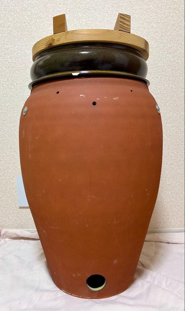 壺焼き芋用　信楽焼壺＆木蓋付き保存容器＋焼き芋網セット※新品未使用※訳あり