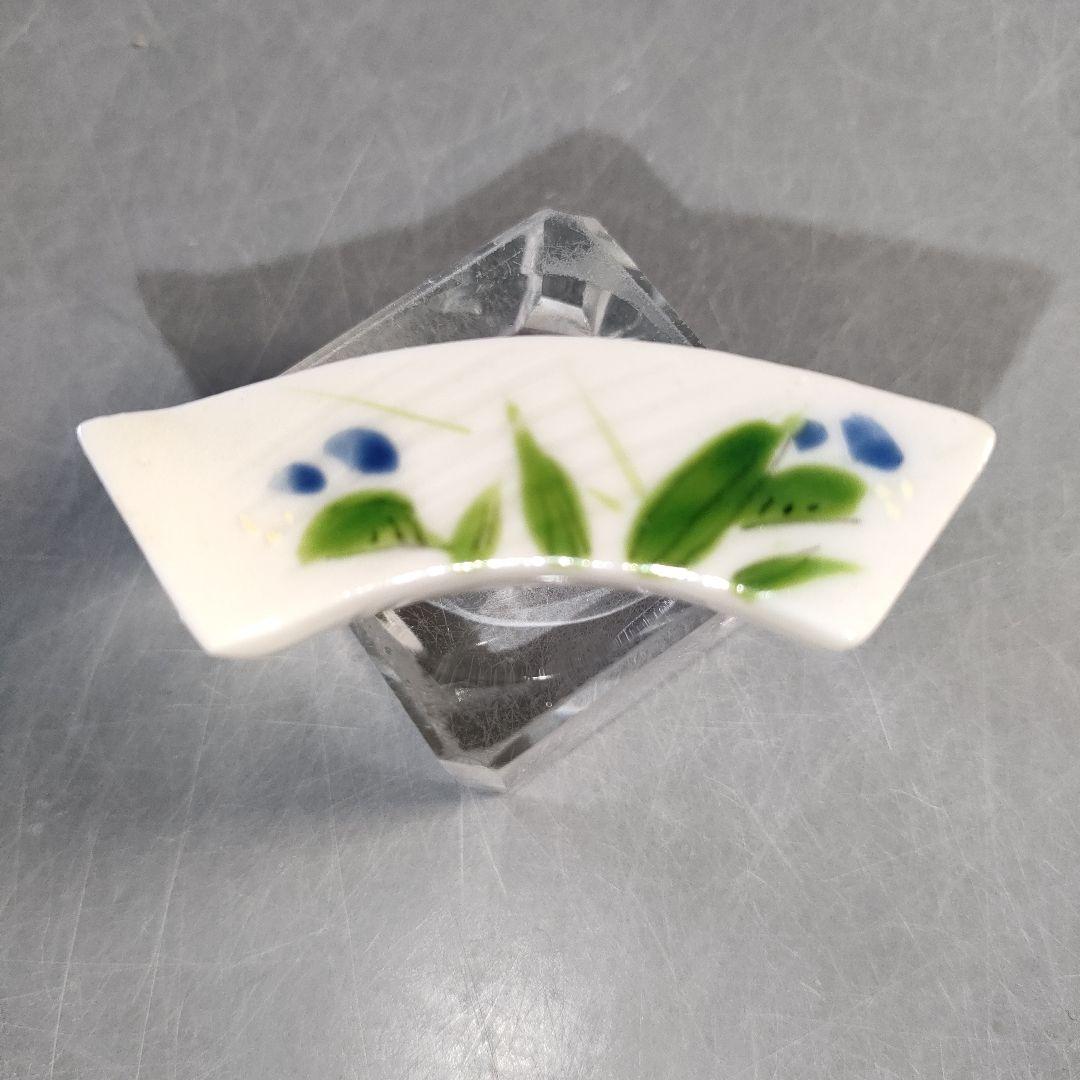 A1267-6/素明窯/井上路久 造/花草文箸置5客/共箱/和食器/懐石道具/