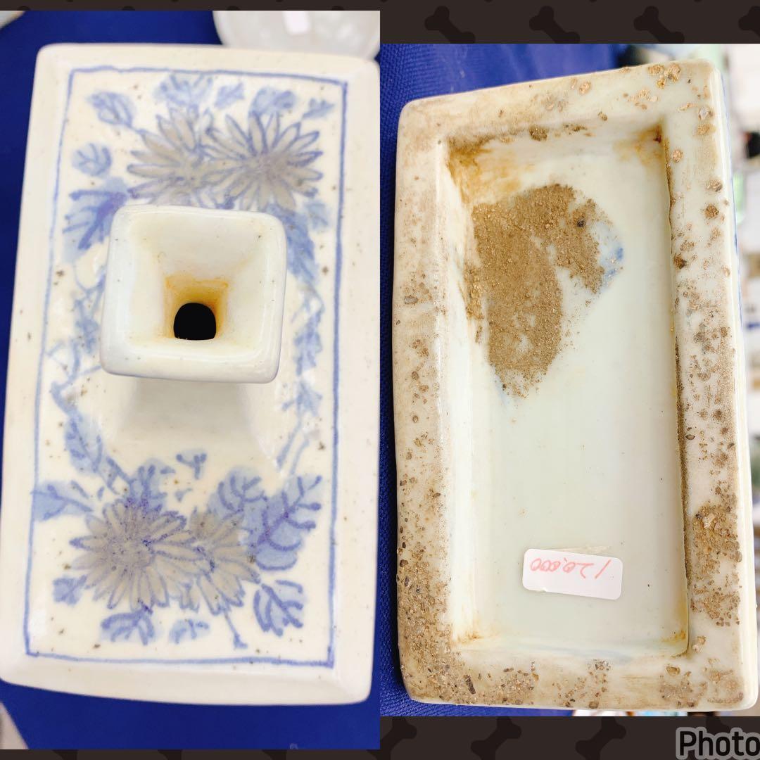 李朝　花瓶　フラワーベース　陶器　染付