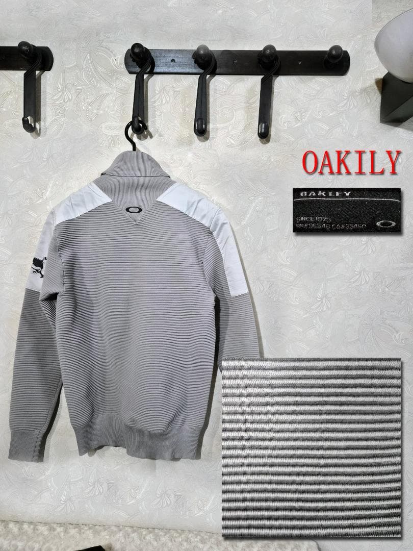 OAKLEY グレー ストライプ セーター L