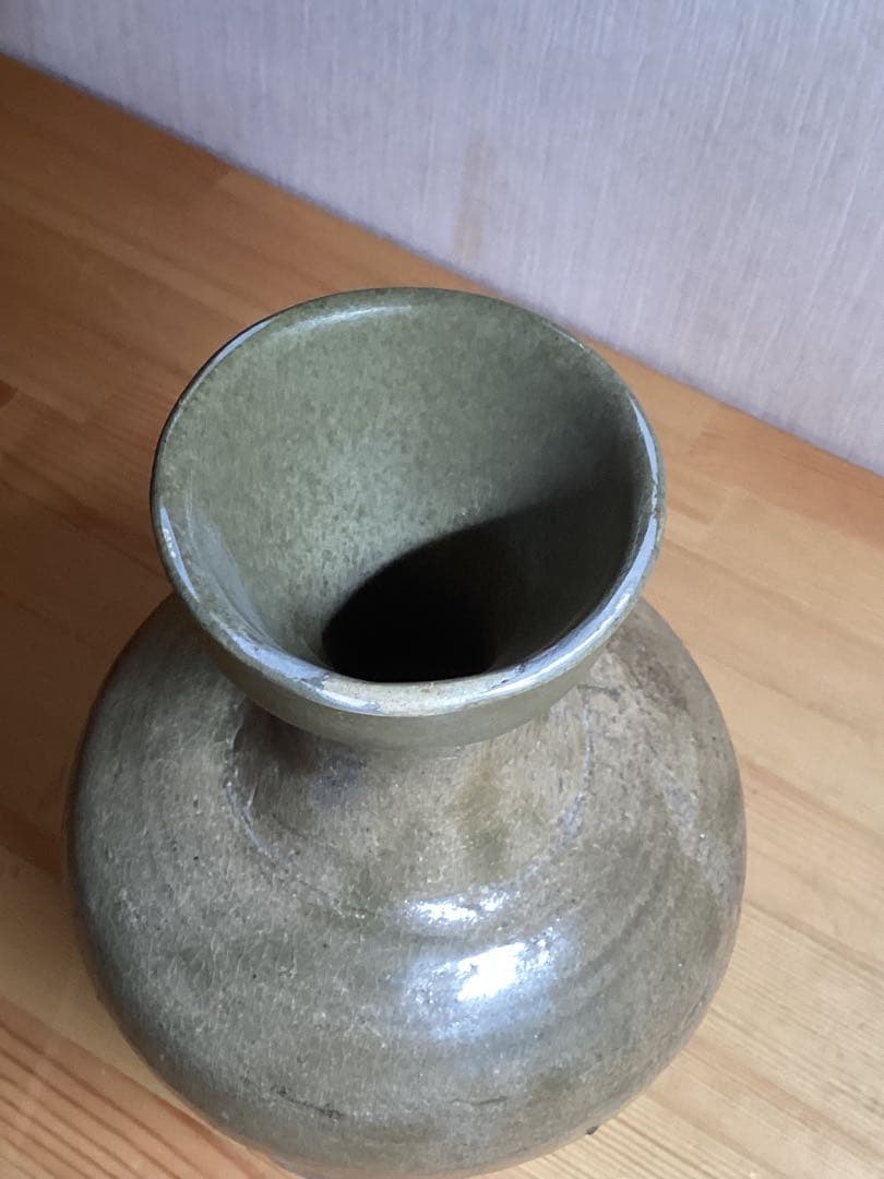 古美術骨董品　コレクター商品　高麗青磁酒器　花入　高さ約27cm 時代物