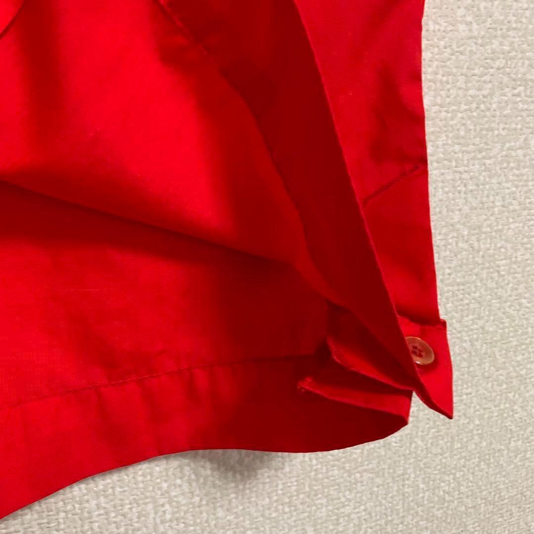 70s　KingLouie　キングルイ　刺繍　ボーリングシャツ　レッド　Ｌ　古着