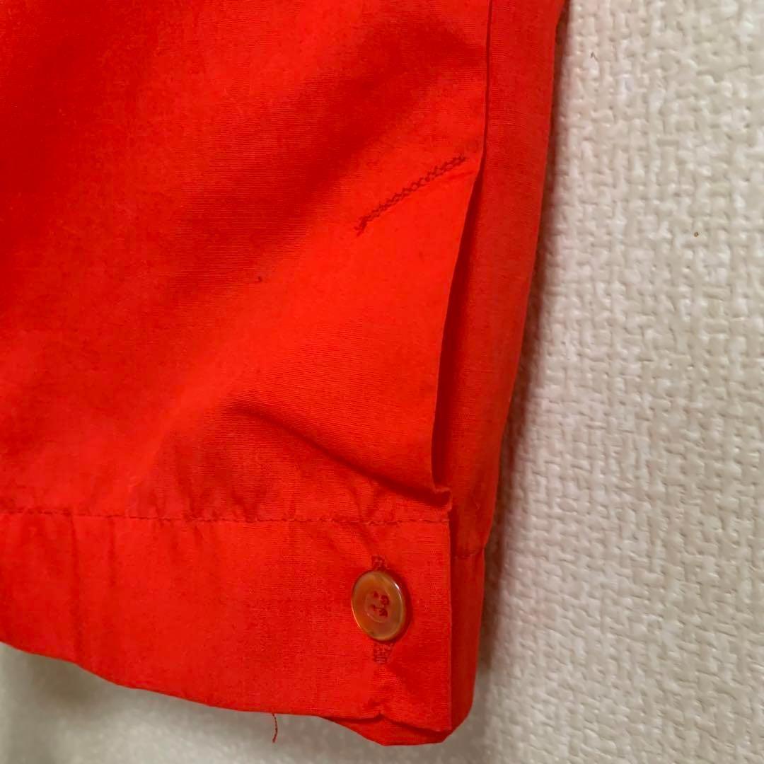 70s　KingLouie　キングルイ　刺繍　ボーリングシャツ　レッド　Ｌ　古着