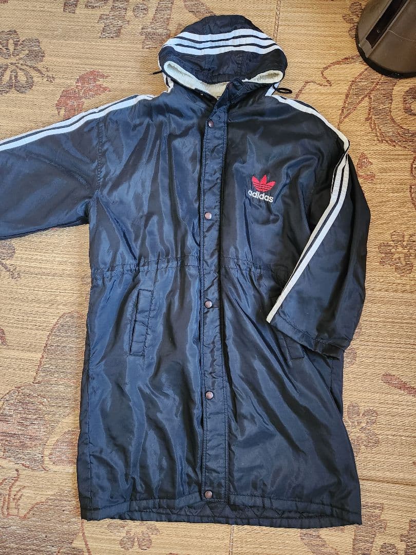 adidas フード付きベンチコート 黒　アディダス
