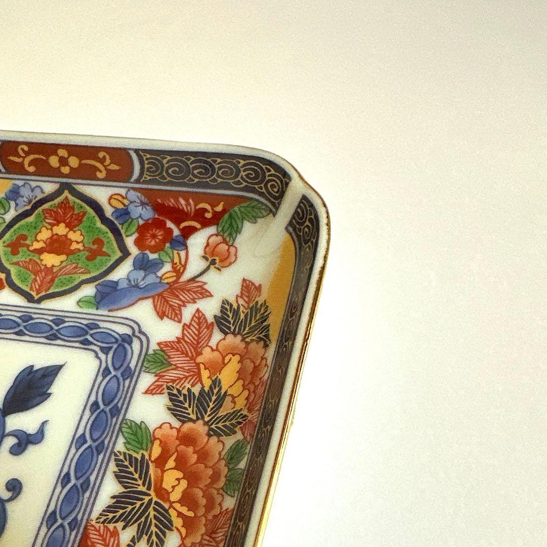 有田焼 明宝窯 長角皿 5枚セット 金彩 花