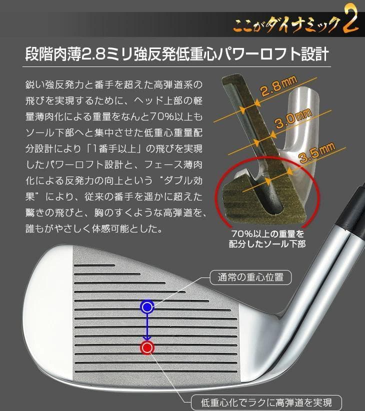 【新品】ダイナミクスアイアン 軽量カーボン プレミア飛匠シャフト仕様 6本セット