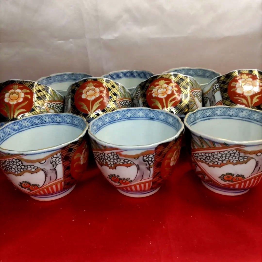 有田焼　伊万里焼　古伊万里　金彩　色絵　向付　蕎麦猪口　湯呑み　10客セット　①
