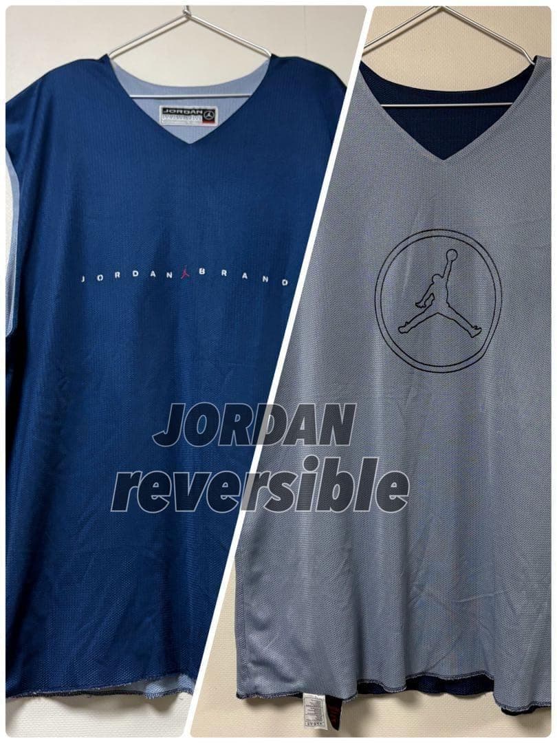 希少 JORDAN リバーシブル タンクトップ バスケ ネイビー グレー XXL