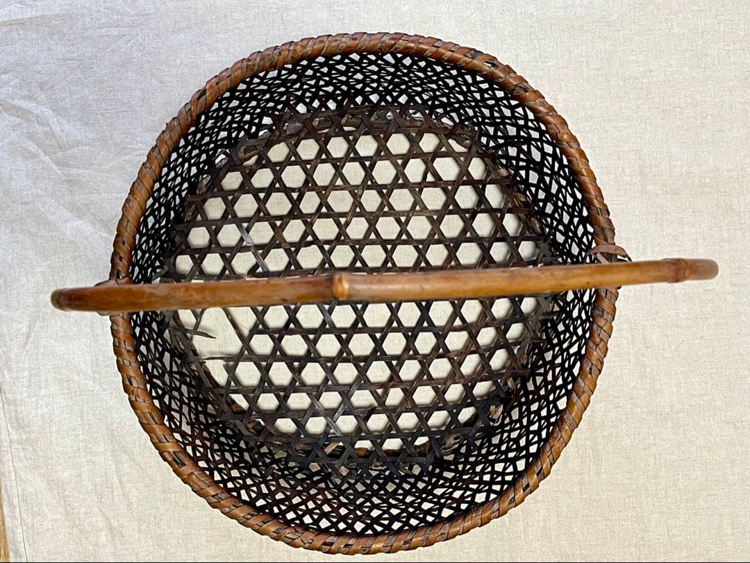 昭和レトロ 竹籠 竹 かご バスケット 籠 小物入れ 古道具 古物 古雑貨