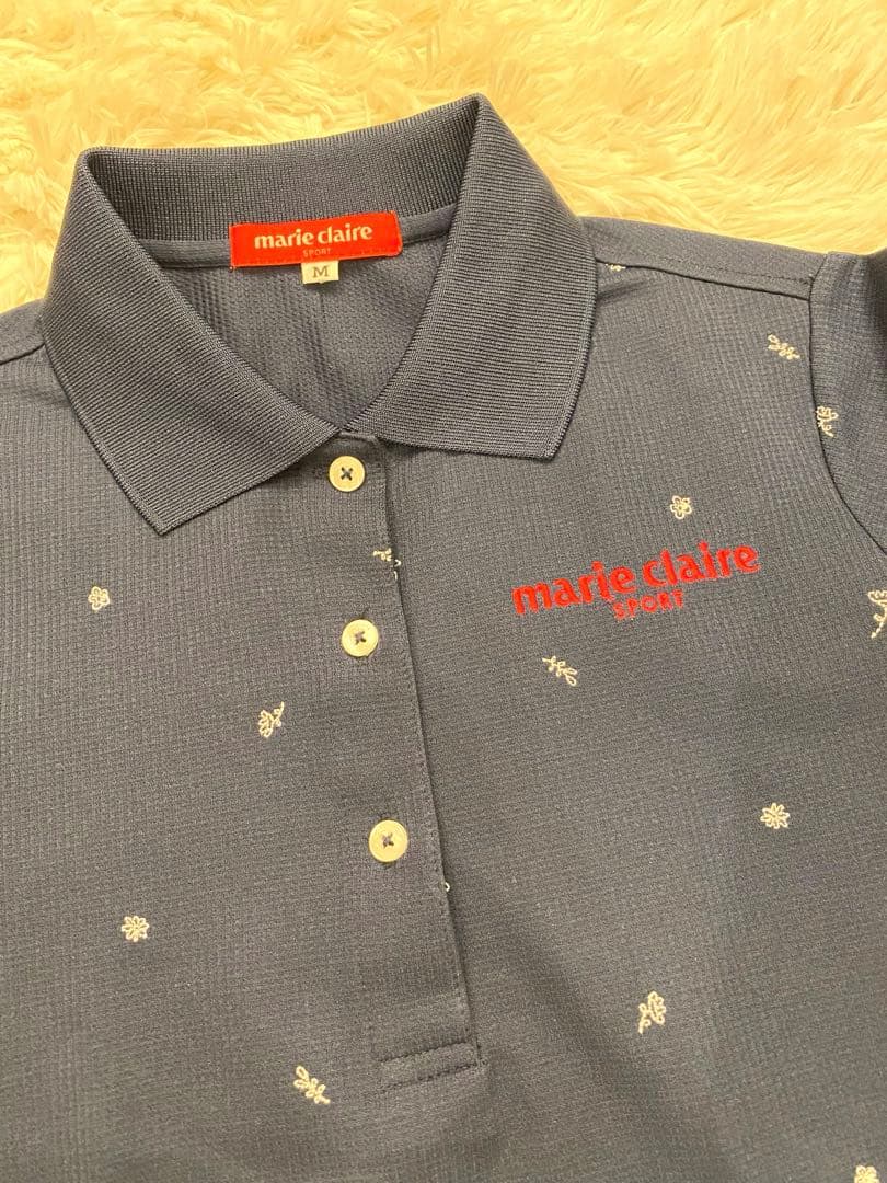 marie claire 美品　Mサイズ　モックネック　半袖ポロシャツ　ゴルフ
