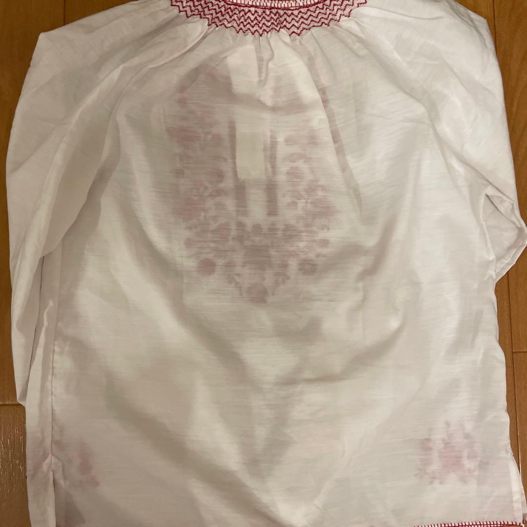【スイス製】Tramo 刺繍 長袖 ブラウス ホワイト