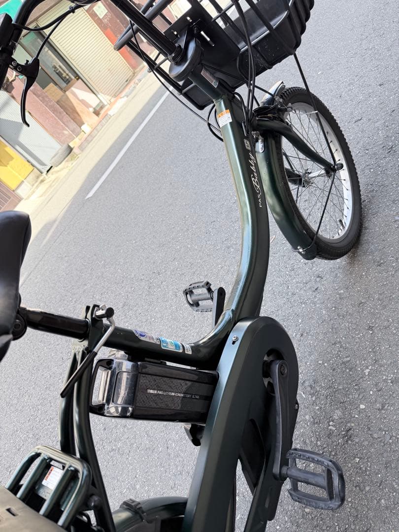 大阪府　子供乗せ　ヤマハ　電動アシスト自転車 チャイルドシート付き 緑色