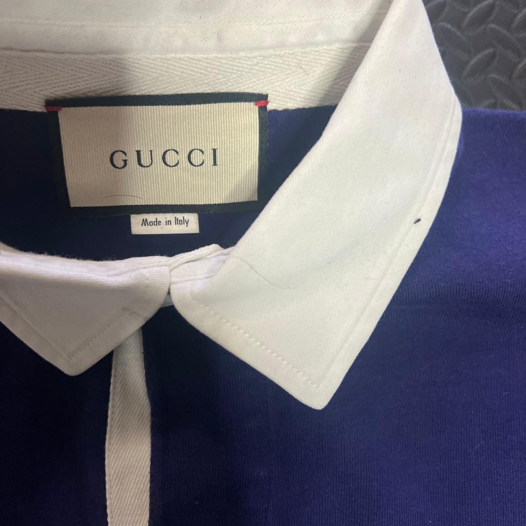 GUCCI ネイビー ホワイト ラガーシャツ　L 正規品