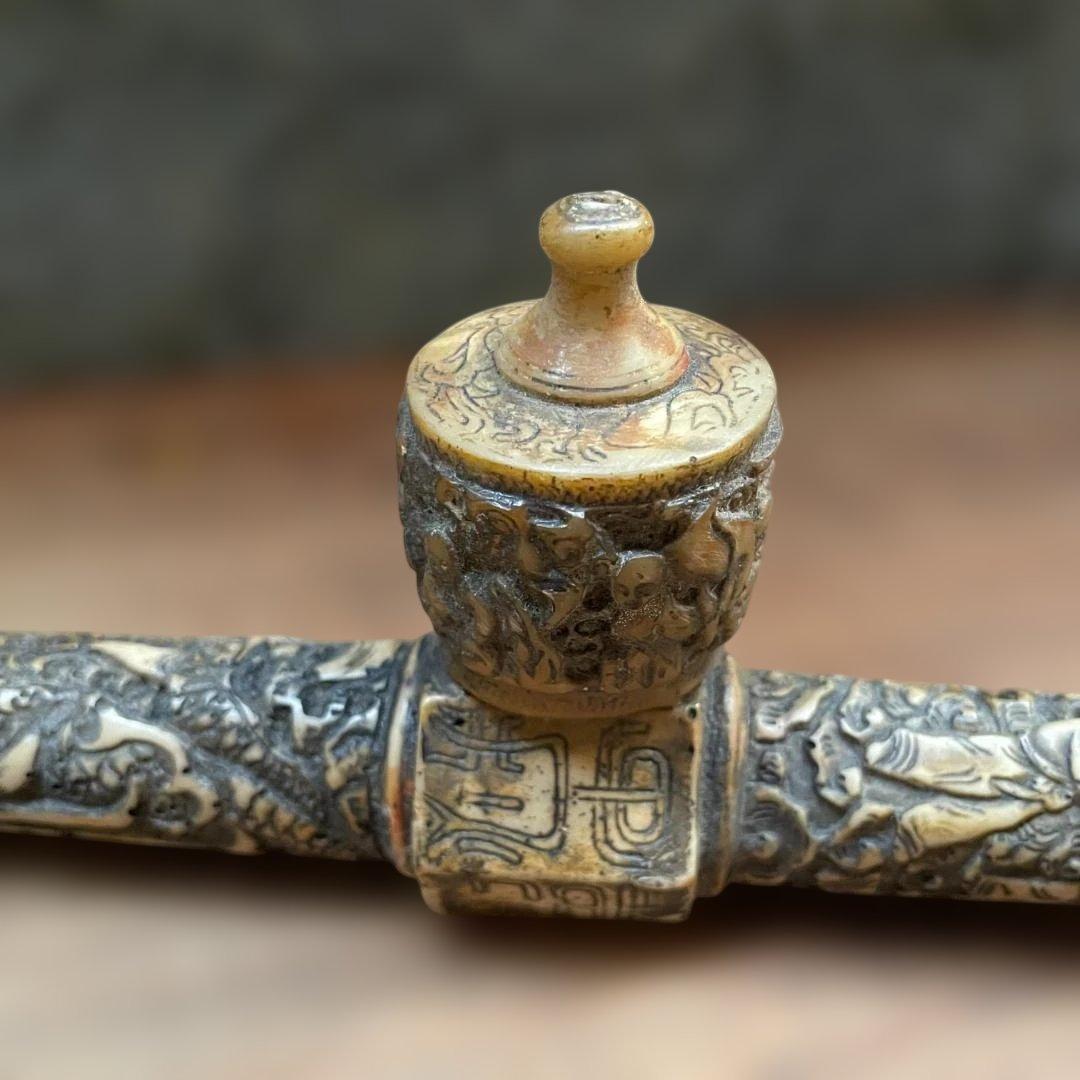 中国 骨董 古玩 古美術 アンティーク 阿片 煙管 アヘン パイプ 彫刻