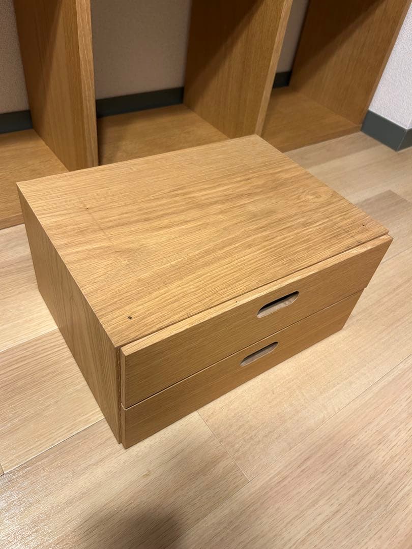 無印良品 スタッキングシェルフ 3段 × 3列 オーク材& スタッキングチェスト