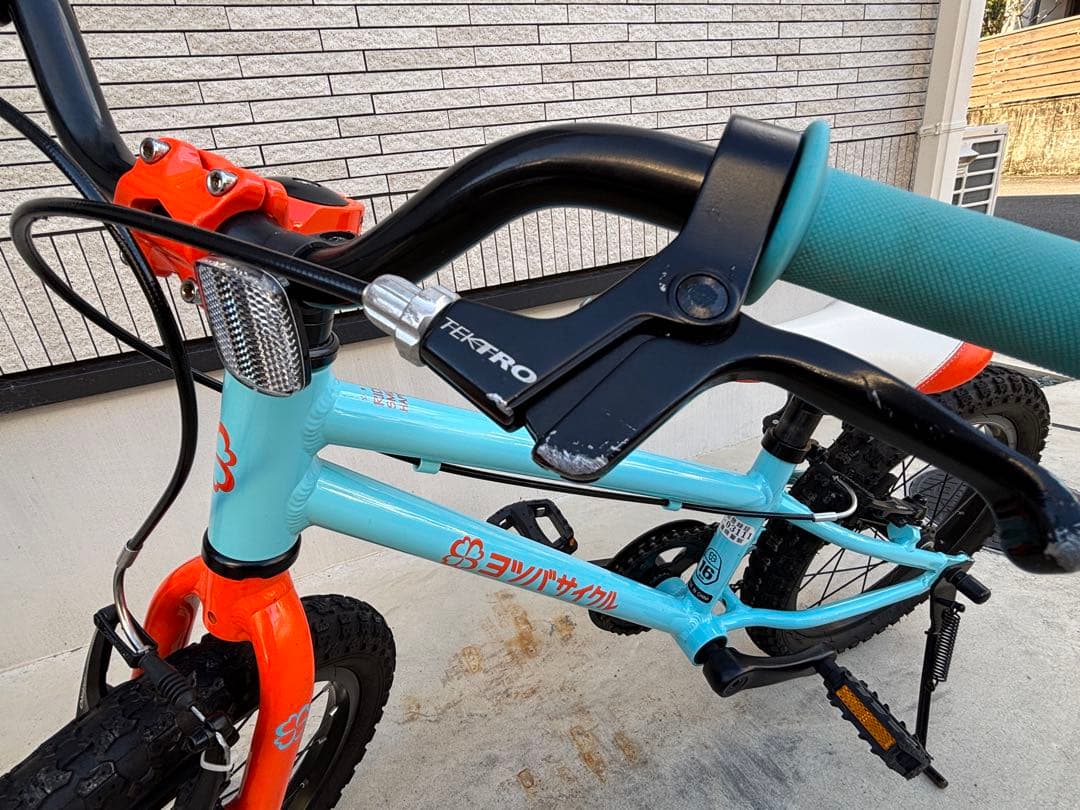 幼児用自転車 16インチ 水色 オレンジ　ヨツバサイクル