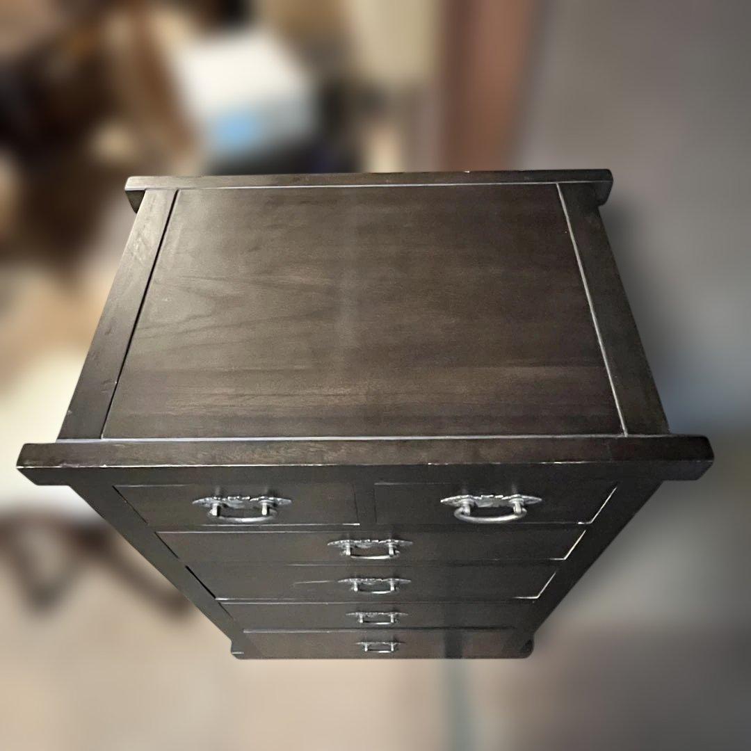 和箪笥 小箪笥 黒塗り 木製チェスト 6段 収納家具