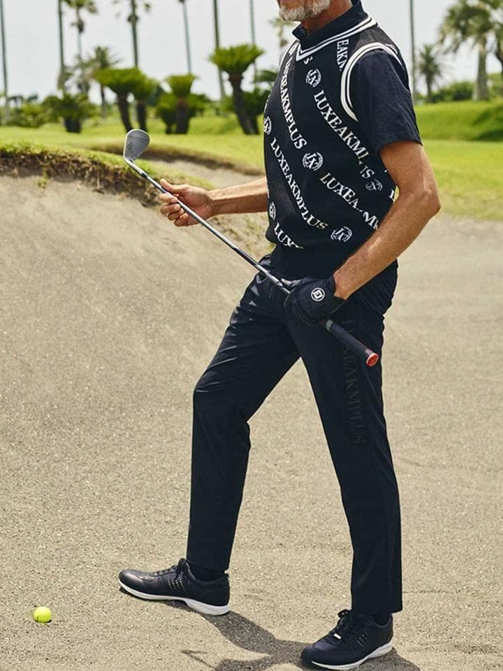 LUXEAKMPLUS 24SS 新品 GOLF 総柄 ロゴ ニット ベスト