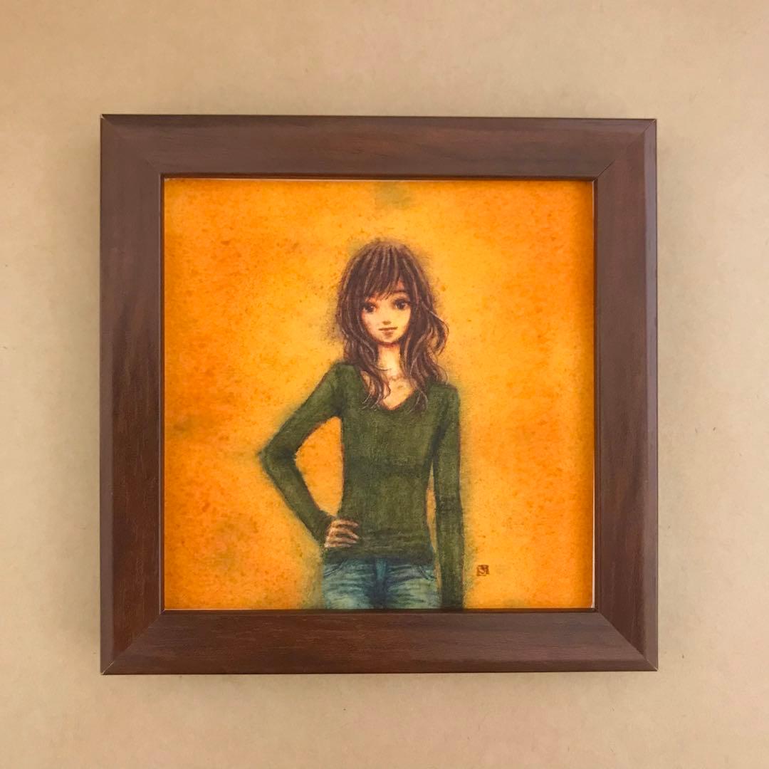 『さて、』（手描きイラスト・オリジナル・絵画・水彩画・人物画・原画）