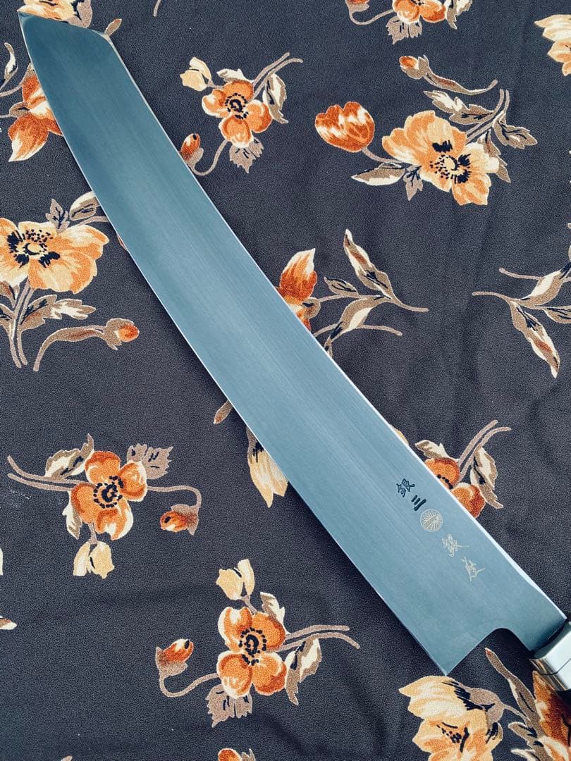 實光 銀座 銀三 ソリ 刺身切付 包丁 銀三鋼 330mm 黒檀柄 黒檀鞘