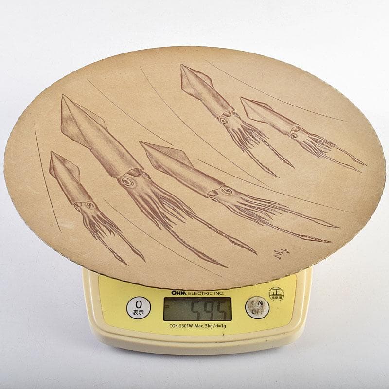 彫金師　片岡宏幹作　彫金　烏賊文　飾皿　直径約29㎝　共箱　V　R9571