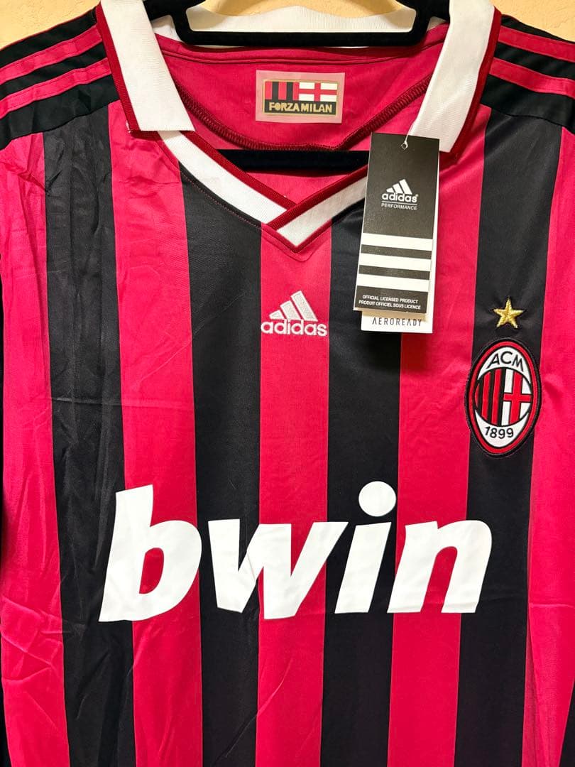 ACミラン adidas 09/10 長袖 bwin 赤黒 サッカー