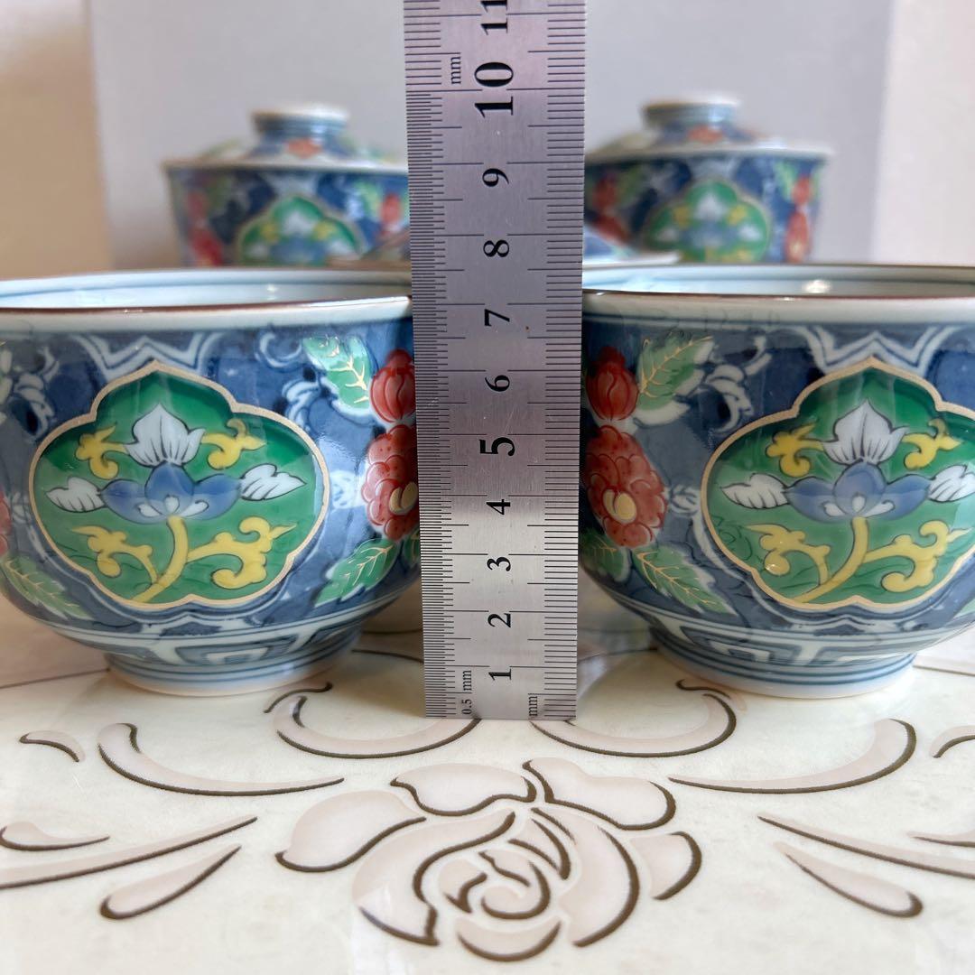 有田焼　祥楽窯　蓋付き碗揃　5客セット　茶碗蒸し器　小丼　金彩古伊万里　和食器