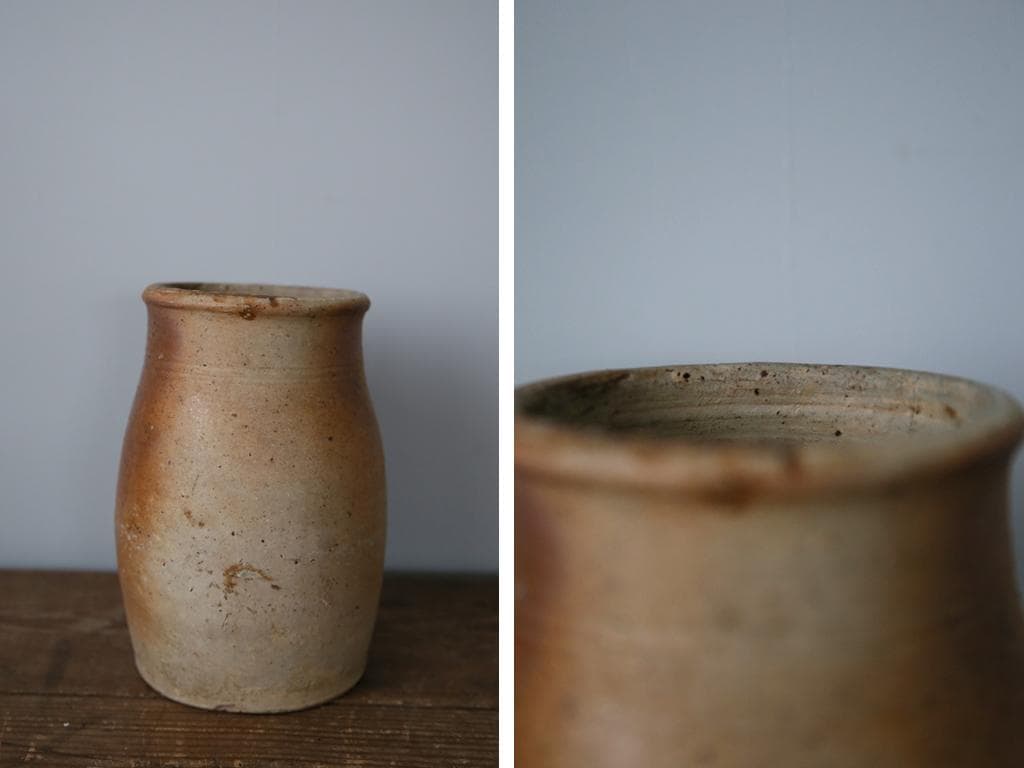 フランスアンティーク陶器ボトル/土器/花瓶/花器フラワーべース(92-149-1
