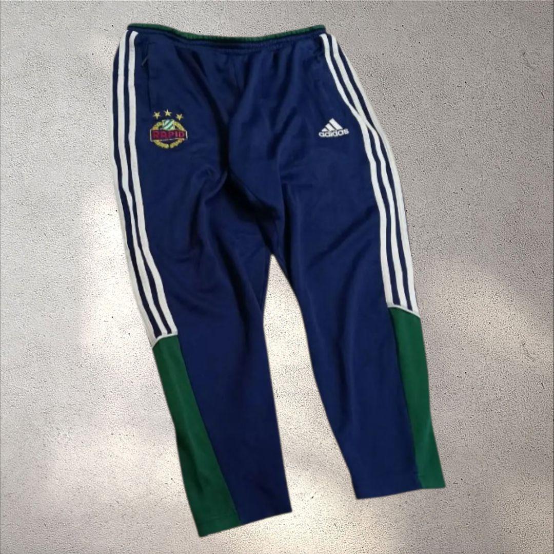 希少adidasアディダストラックパンツ RAPID国旗タグXLテックY2K刺繍