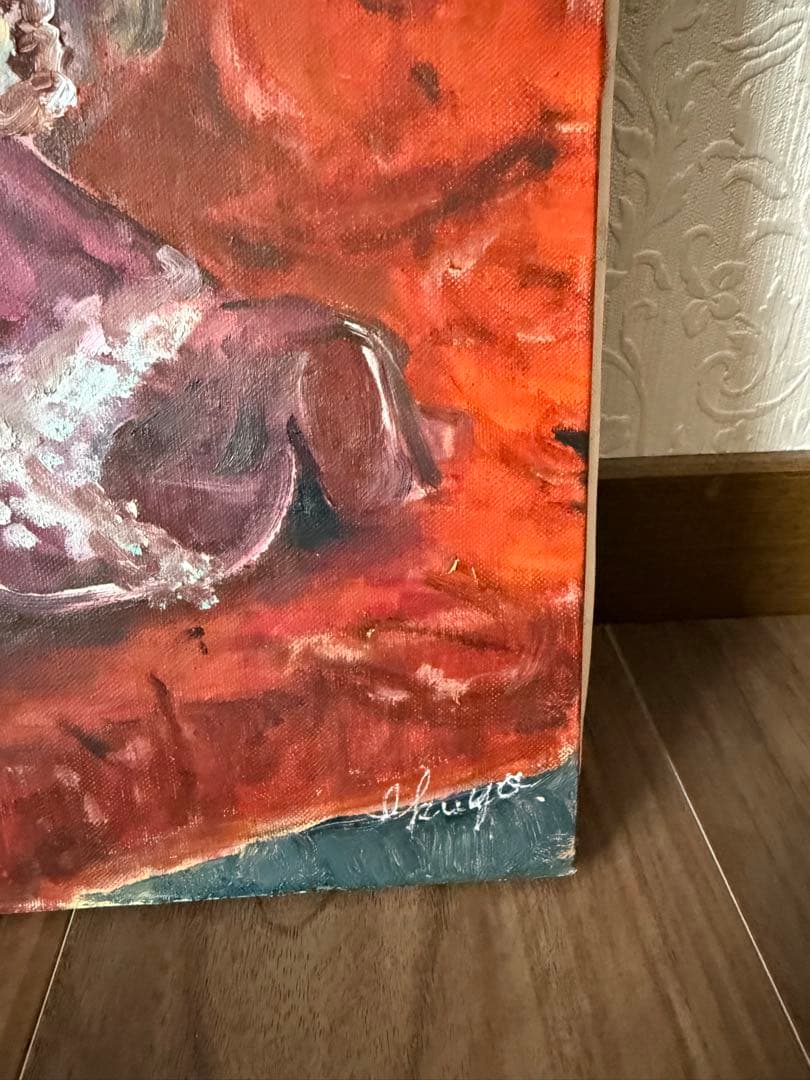 油絵　　少女の肖像 油彩画 作者サインあり